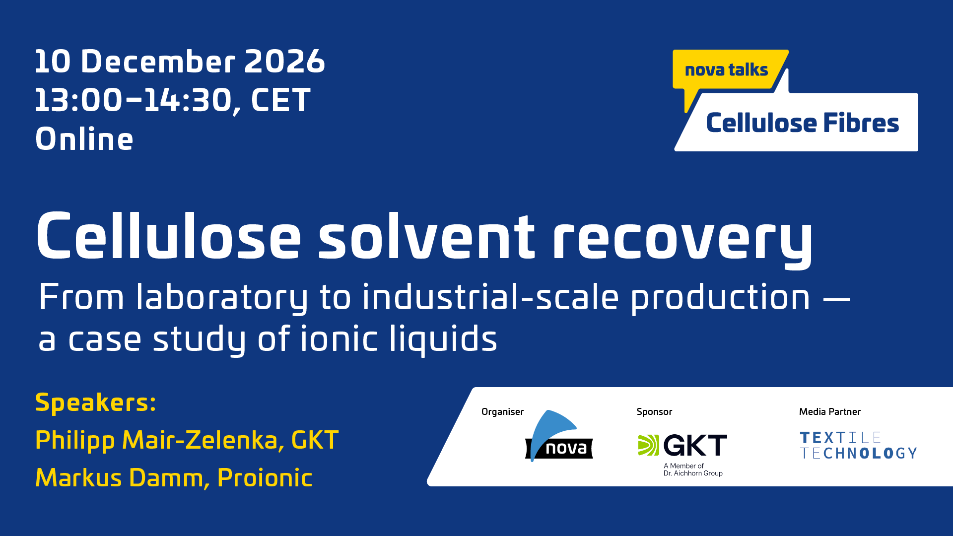 Banner - nova talk: Cellulose Solvent Recovery (FREE webinar)
